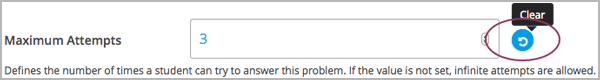 Clear button in the course component field reverts value to library value.
