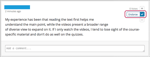 Image of the Endorse button for discussion posts.