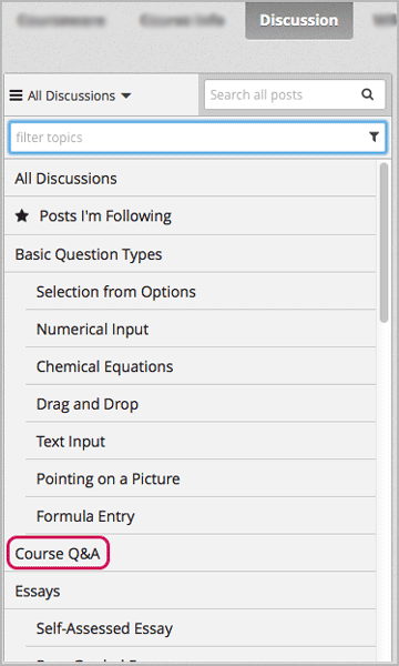 Image of a new topic named Course Q&A in the list of discussions.