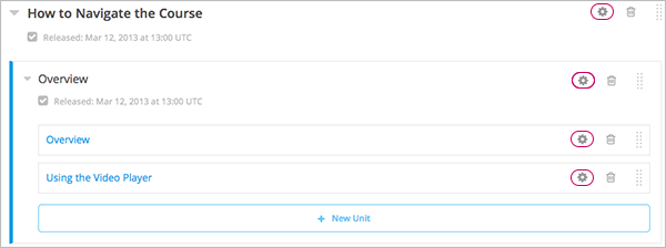 Configure icons in the course outline.