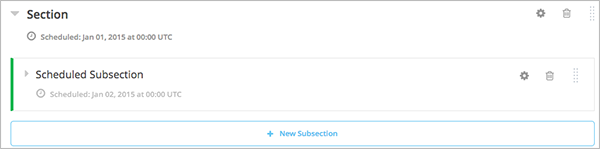 A subsection scheduled to release later than the section.