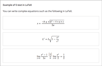 Image of math formulas created with LaTeX