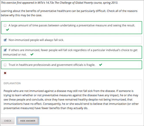 A checkbox problem with four options, two of which are correct.